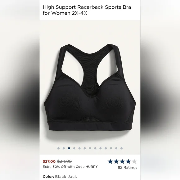 Old Navy 4x Black Sports Bra - Picture 1 of 7